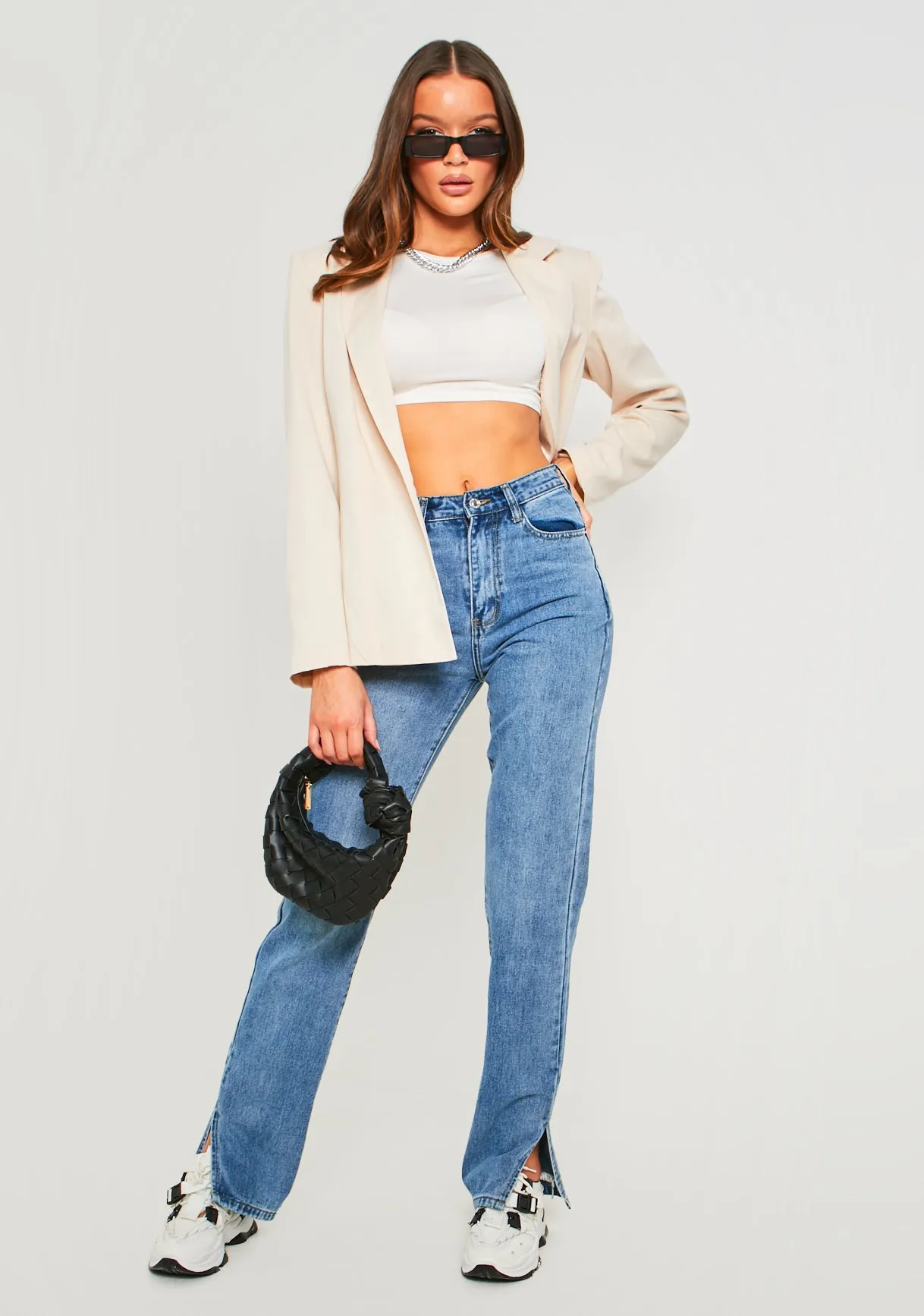 Sabrina Beige Tailored Oversized Blazer sold by Missy Empire product image thumbnail 4