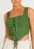 Polly Khaki Lace Up Corset Top sold by Missy Empire