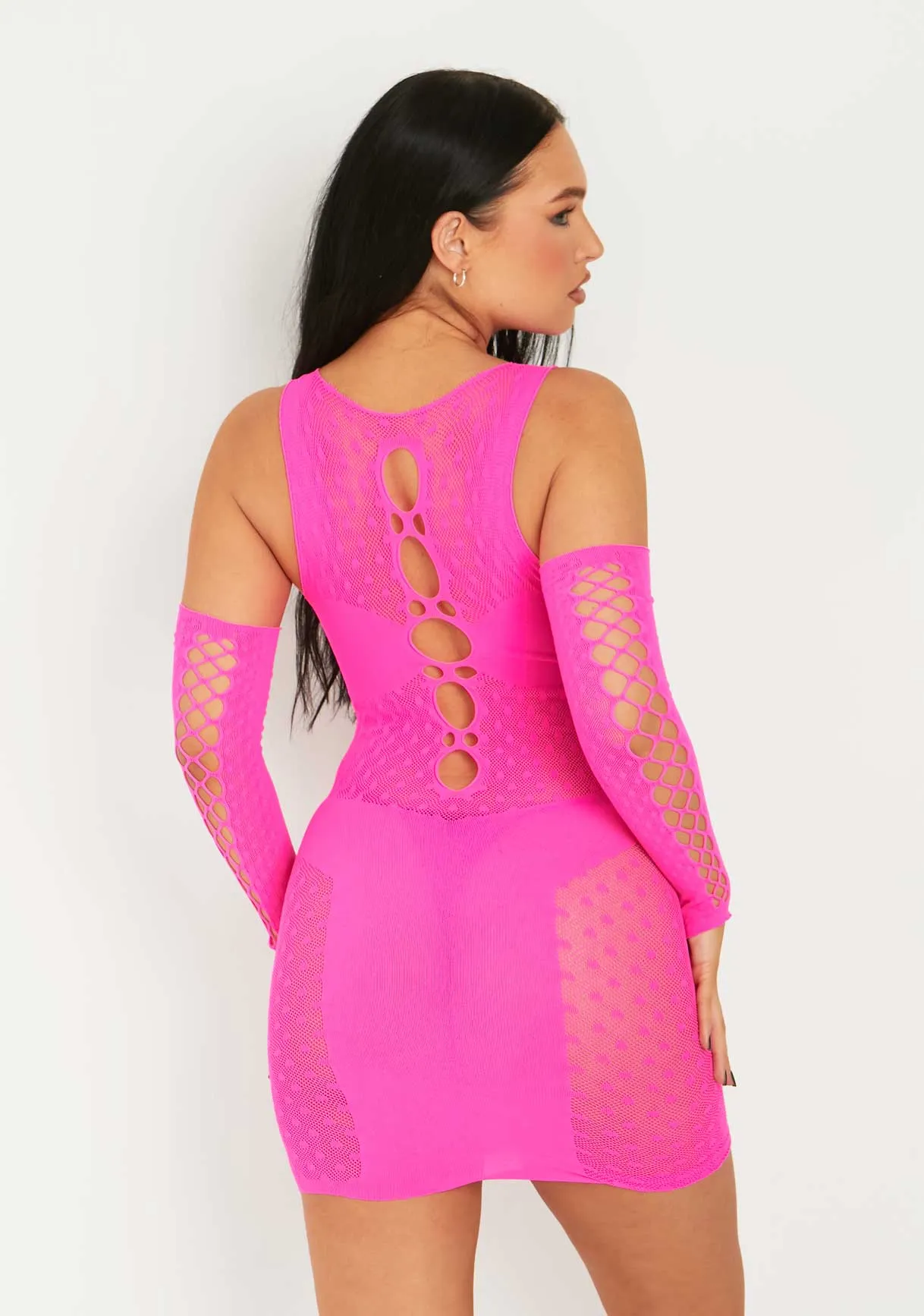 Darcey Pink Mesh Cut Out Sleeveless Bodycon Dress sold by Missy Empire product image thumbnail 3