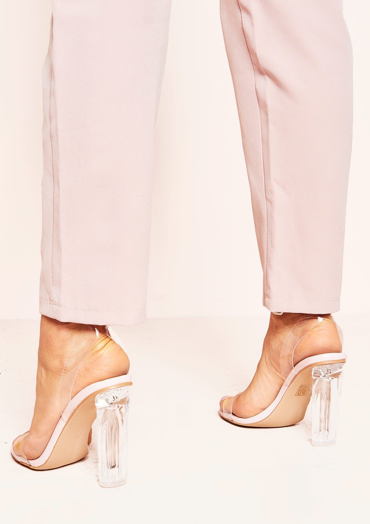 Nelly Baby Pink Perspex Rounded Strappy Heels sold by Missy Empire product image thumbnail 2