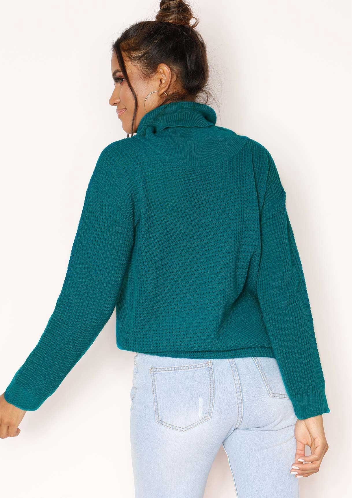Harper Jade Green Knit Roll Neck Jumper sold by Missy Empire product image thumbnail 2