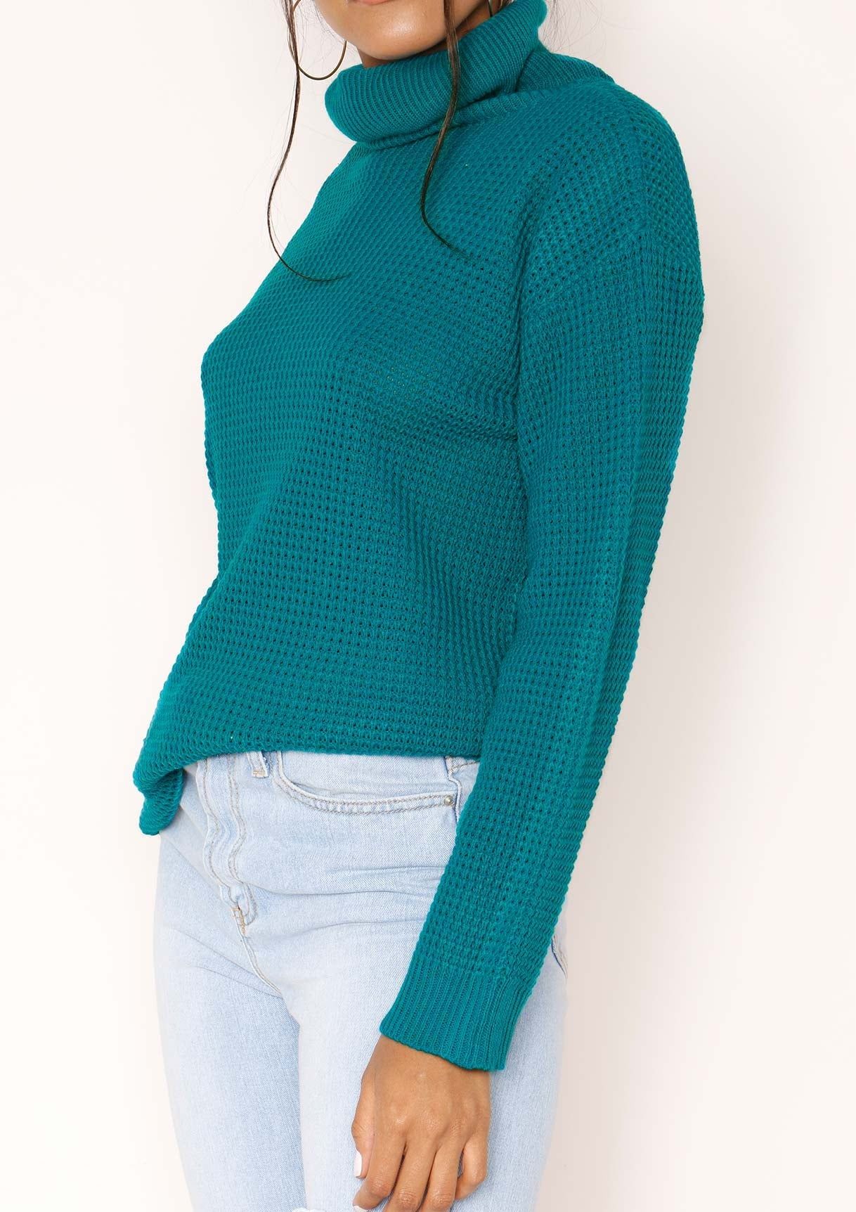 Harper Jade Green Knit Roll Neck Jumper sold by Missy Empire product image thumbnail 3