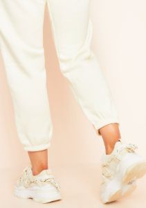 Aubrey Beige Chunky Platform Mesh Trainers sold by Missy Empire