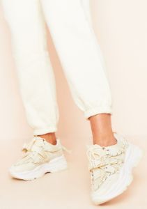 Aubrey Beige Chunky Platform Mesh Trainers sold by Missy Empire