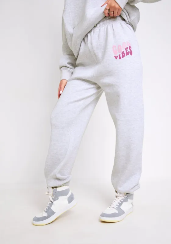 Nina Grey Marl Oversized Graphic Print Joggers sold by Missy Empire