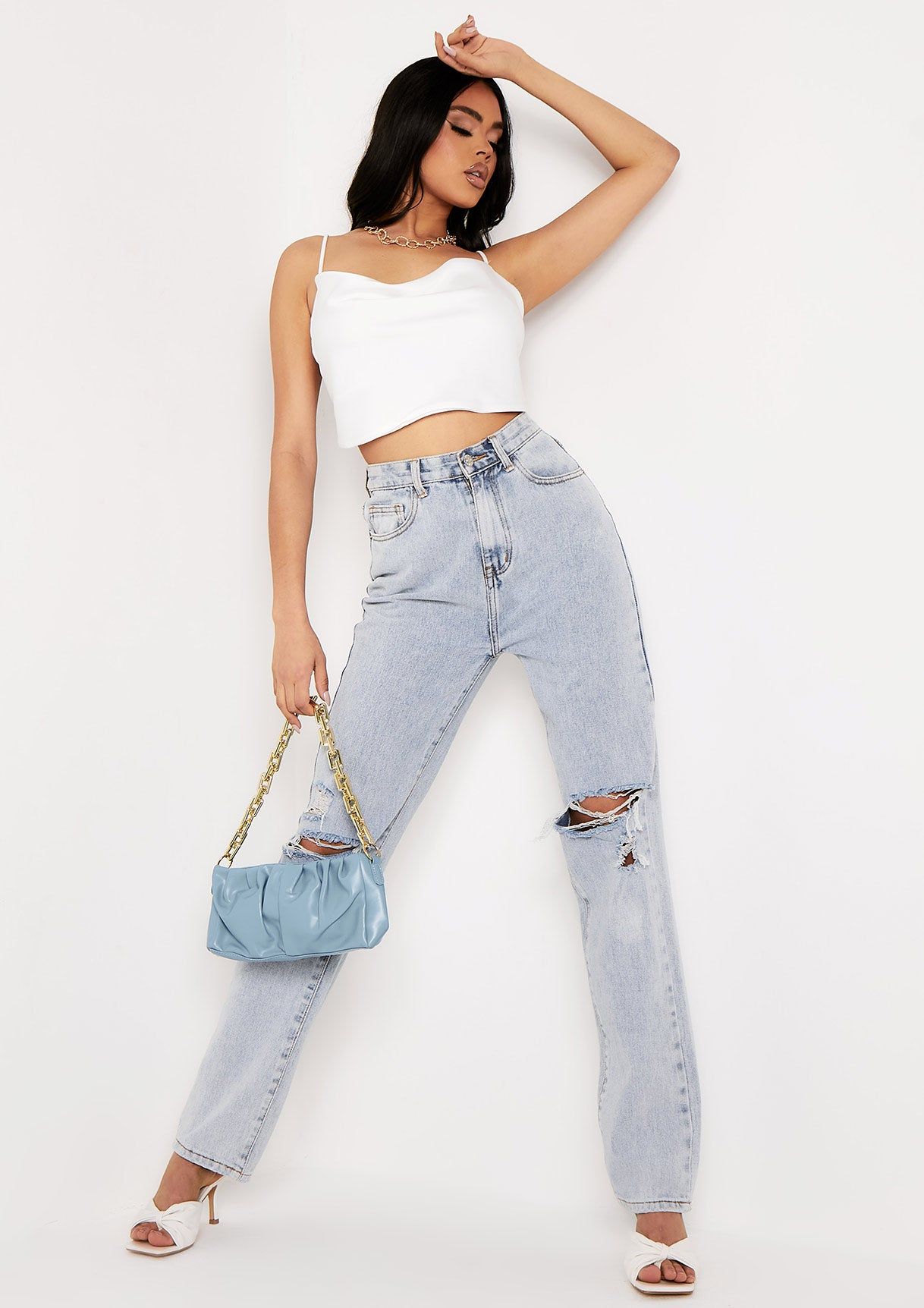 Tina Ivory Cowl Neck Cross Back Crop Top sold by Missy Empire product image thumbnail 4