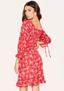 Ruth Red Floral Print Smock Crop Top sold by Missy Empire