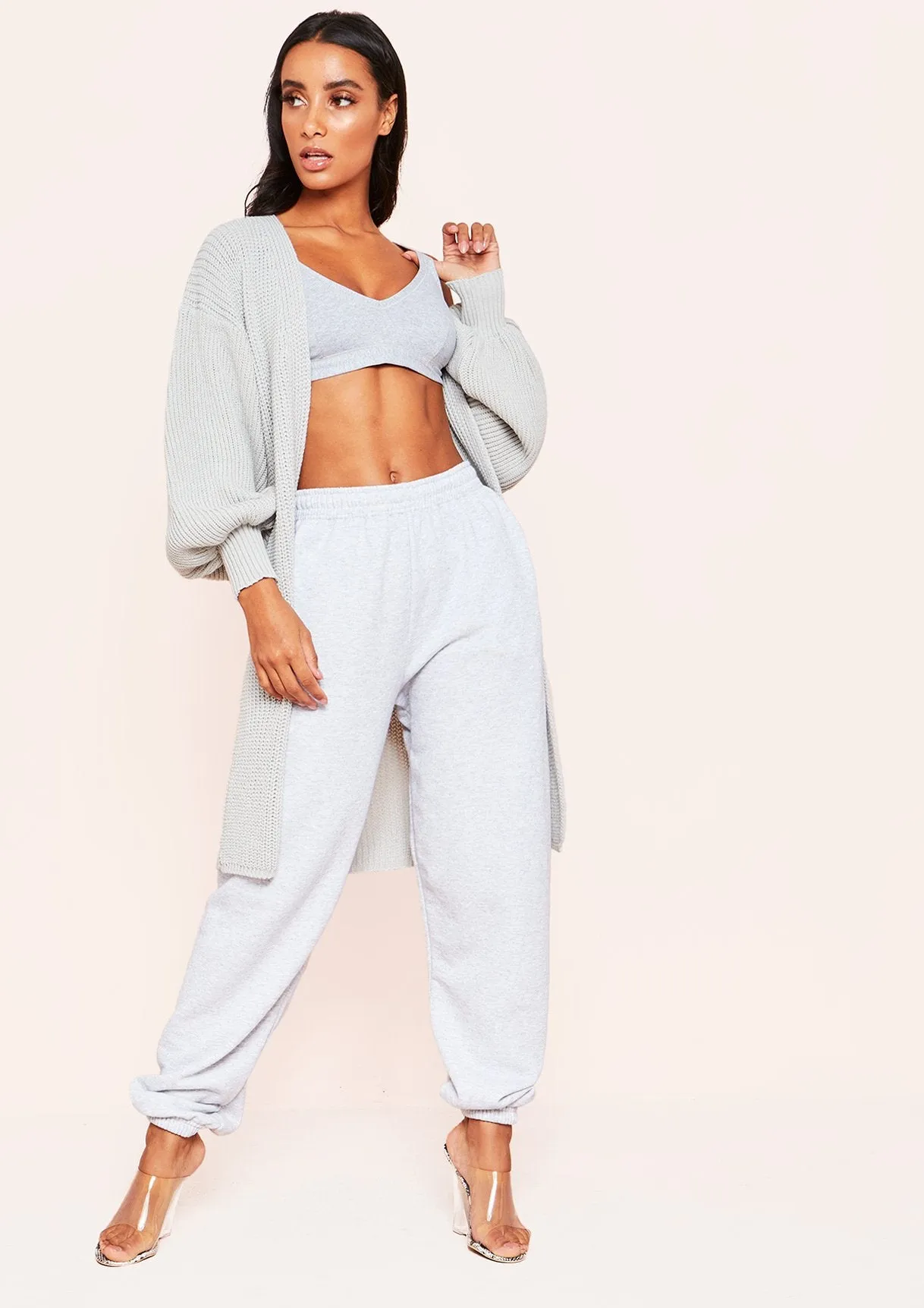 Jimena Grey Balloon Sleeve Knitted Cardigan sold by Missy Empire product image thumbnail 4