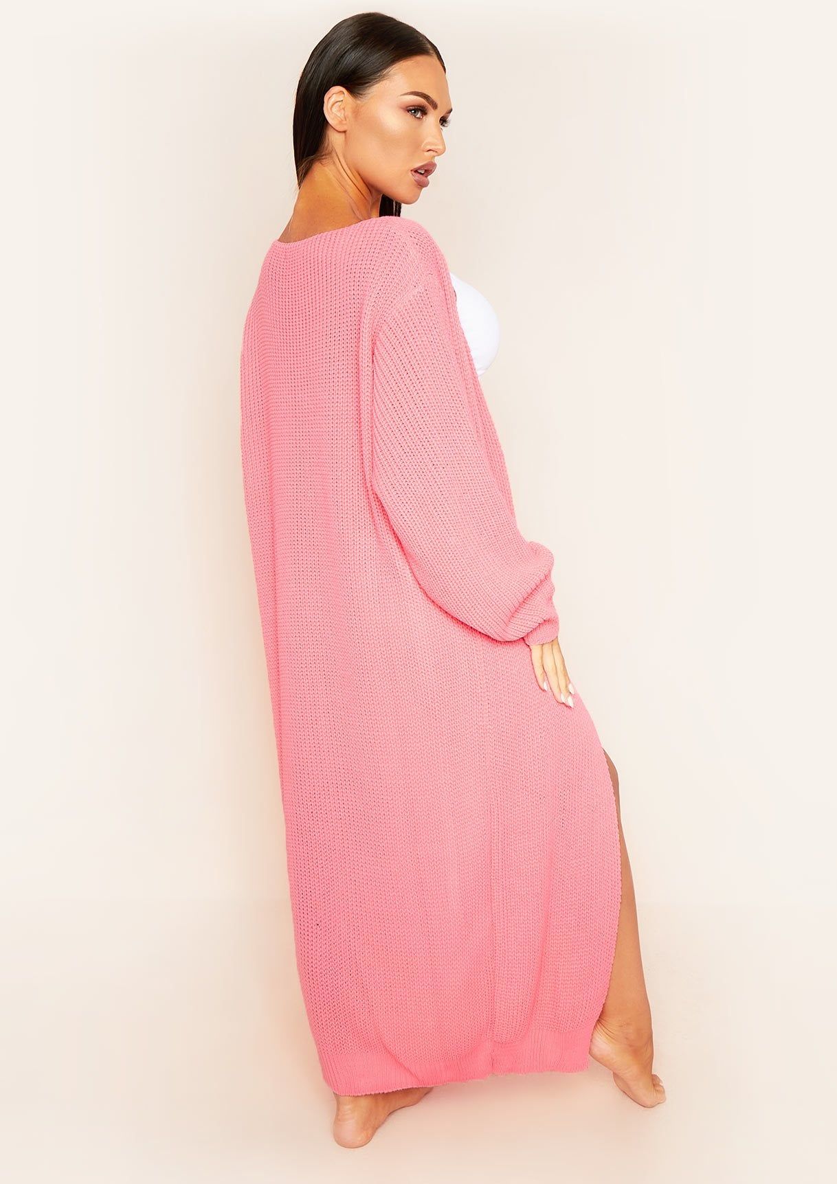 Addie Tangerine Longline Knit Cardigan sold by Missy Empire