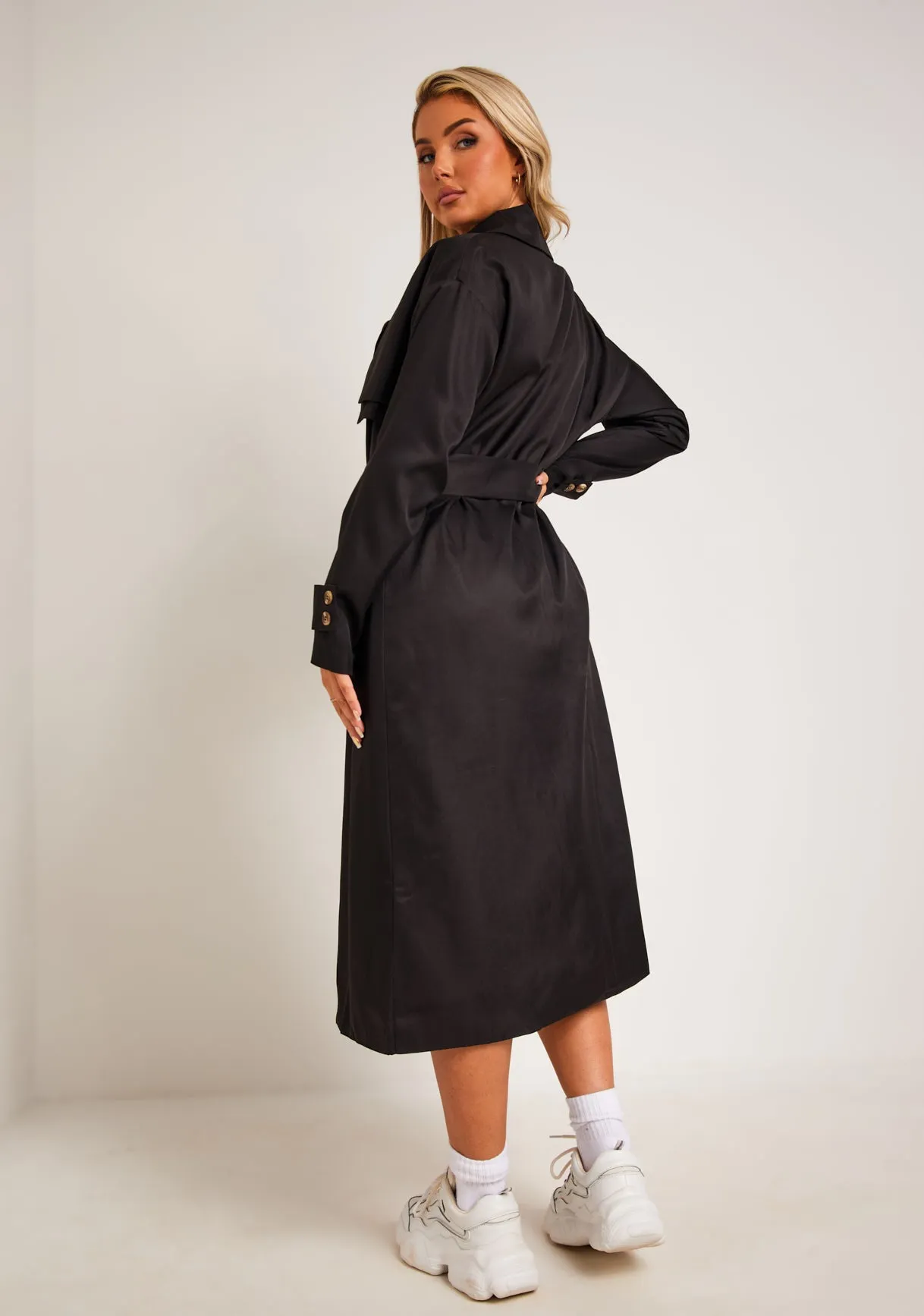 Larsa Black Trench Coat sold by Missy Empire product image thumbnail 3