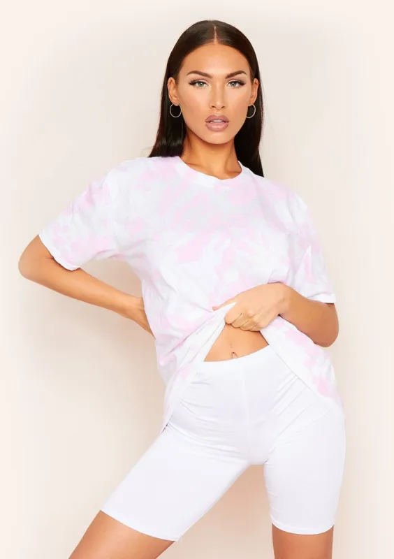 Naomi Pink Tie Dye Oversized T-Shirt sold by Missy Empire