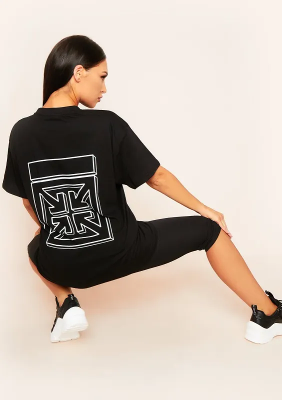Evi Black Oversized Off-Boys Slogan Graphic T-Shirt sold by Missy Empire