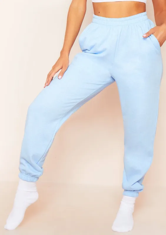 Jessica Pale Blue Casual Joggers sold by Missy Empire