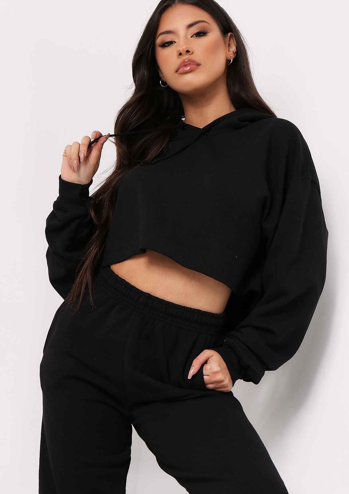 Aaliyah Black Cropped Hoody sold by Missy Empire