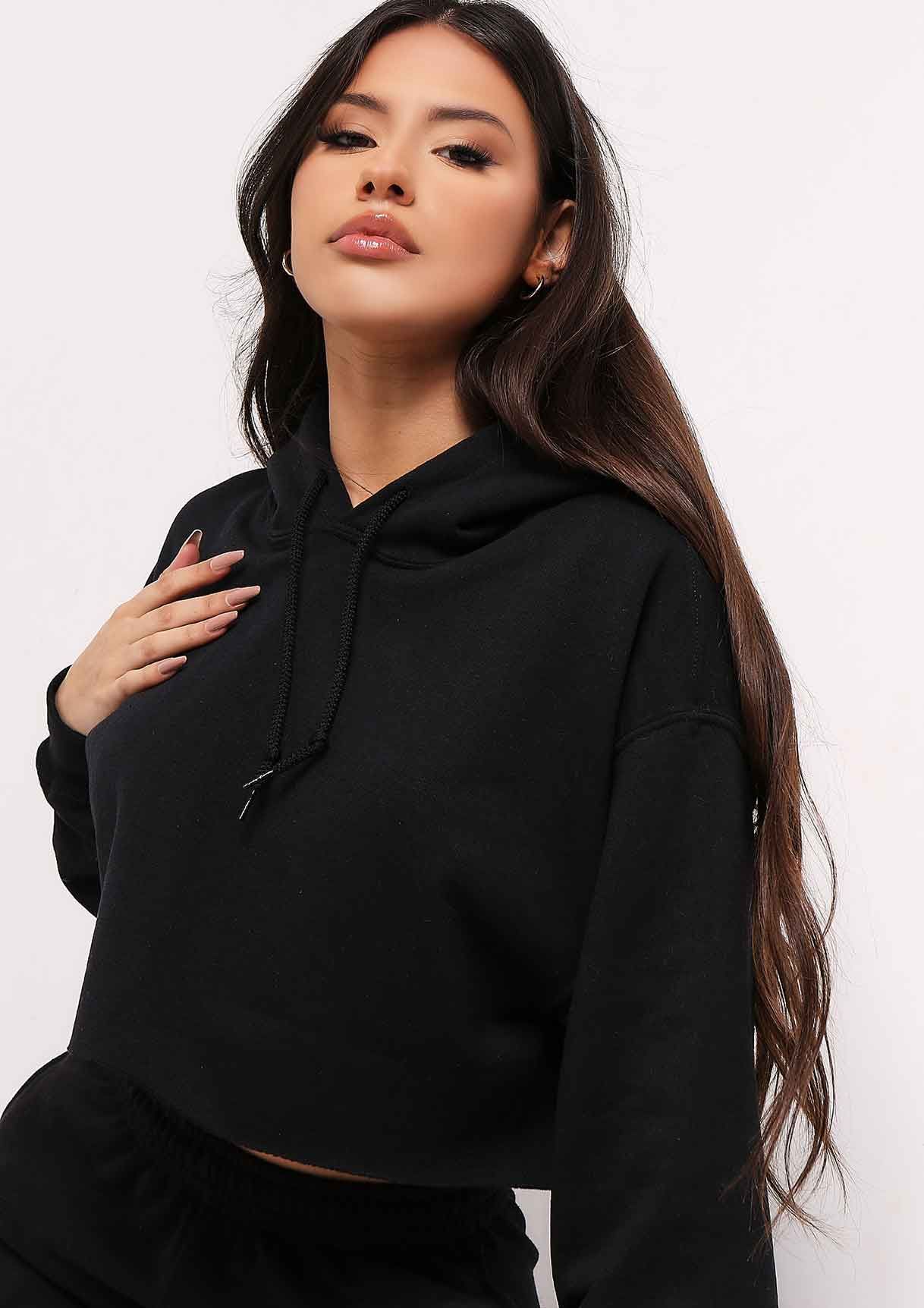 Aaliyah Black Cropped Hoody sold by Missy Empire product image thumbnail 2