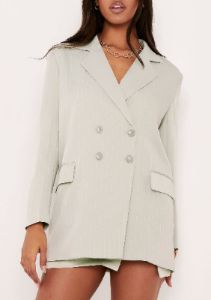 Carlie Sage Pinstripe Double Breasted Oversized Blazer sold by Missy Empire