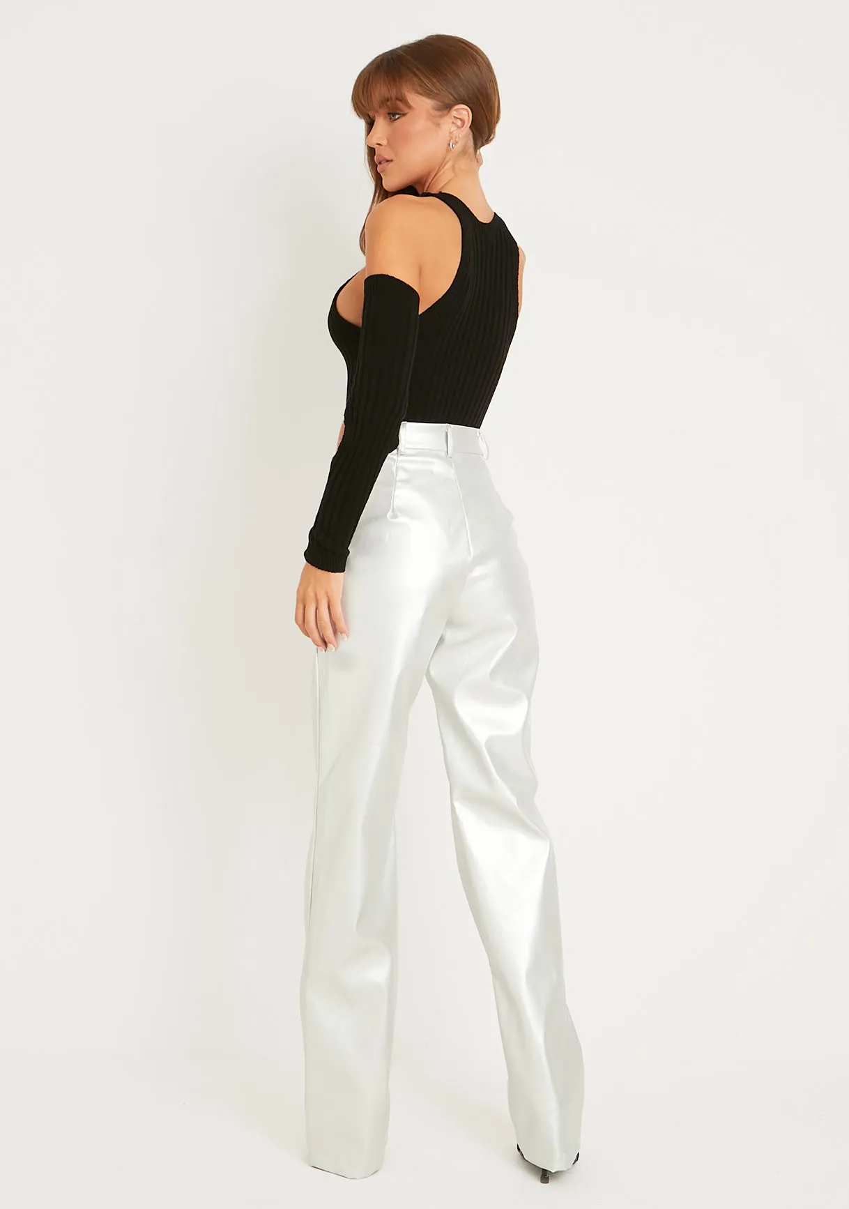 Skye Black Knitted Cold Shoulder Cut Out Bodysuit sold by Missy Empire product image thumbnail 3