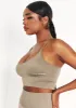 Pav Olive Missy Sport Cross Strap Seamless Gym Crop Top sold by Missy Empire
