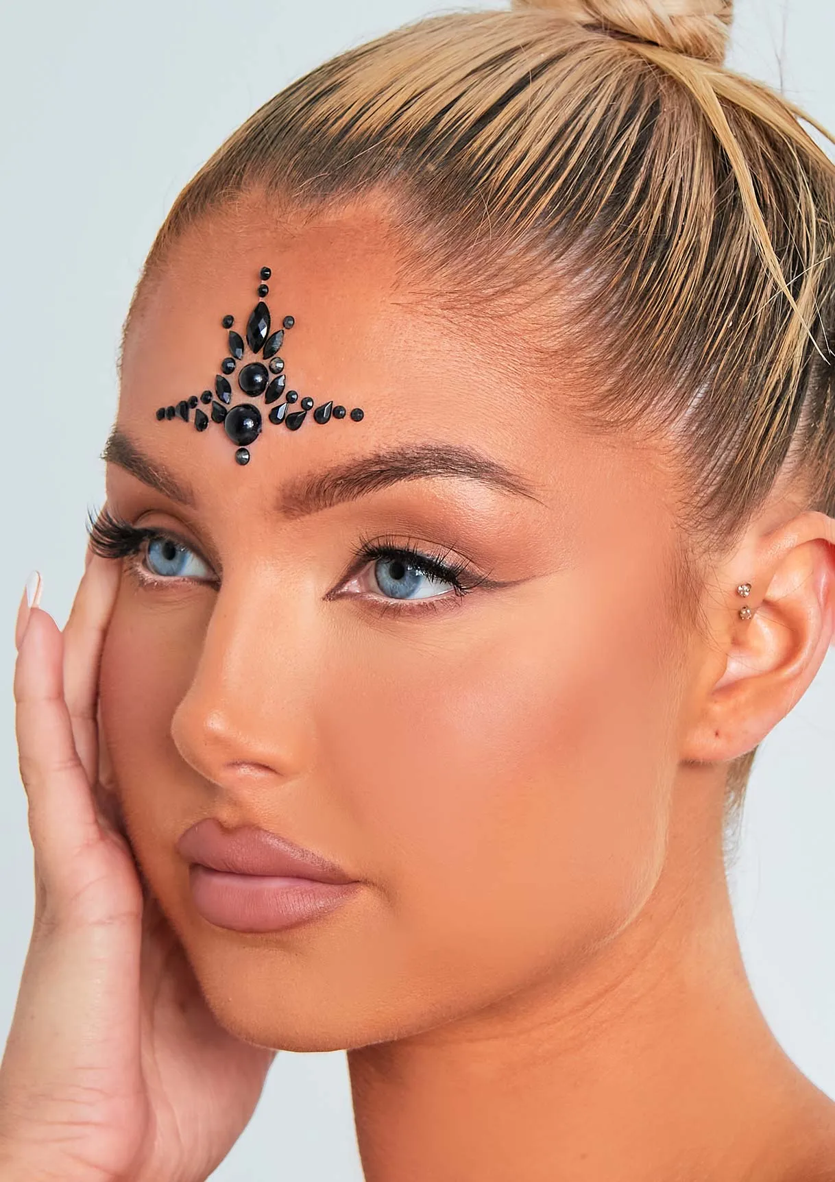 Saira Black Stick On Face Jewels sold by Missy Empire