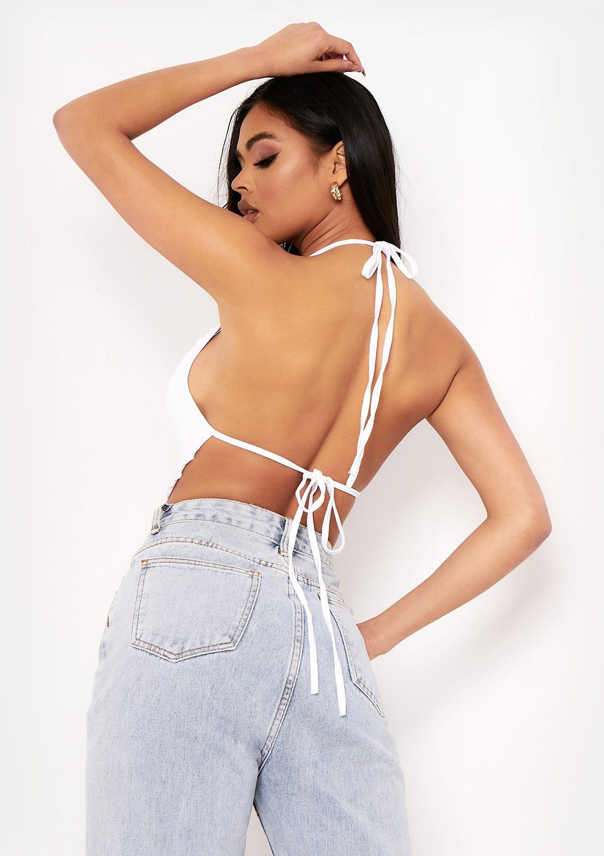 Luisa White Halterneck Cowl Neck Crop Top sold by Missy Empire product image thumbnail 4