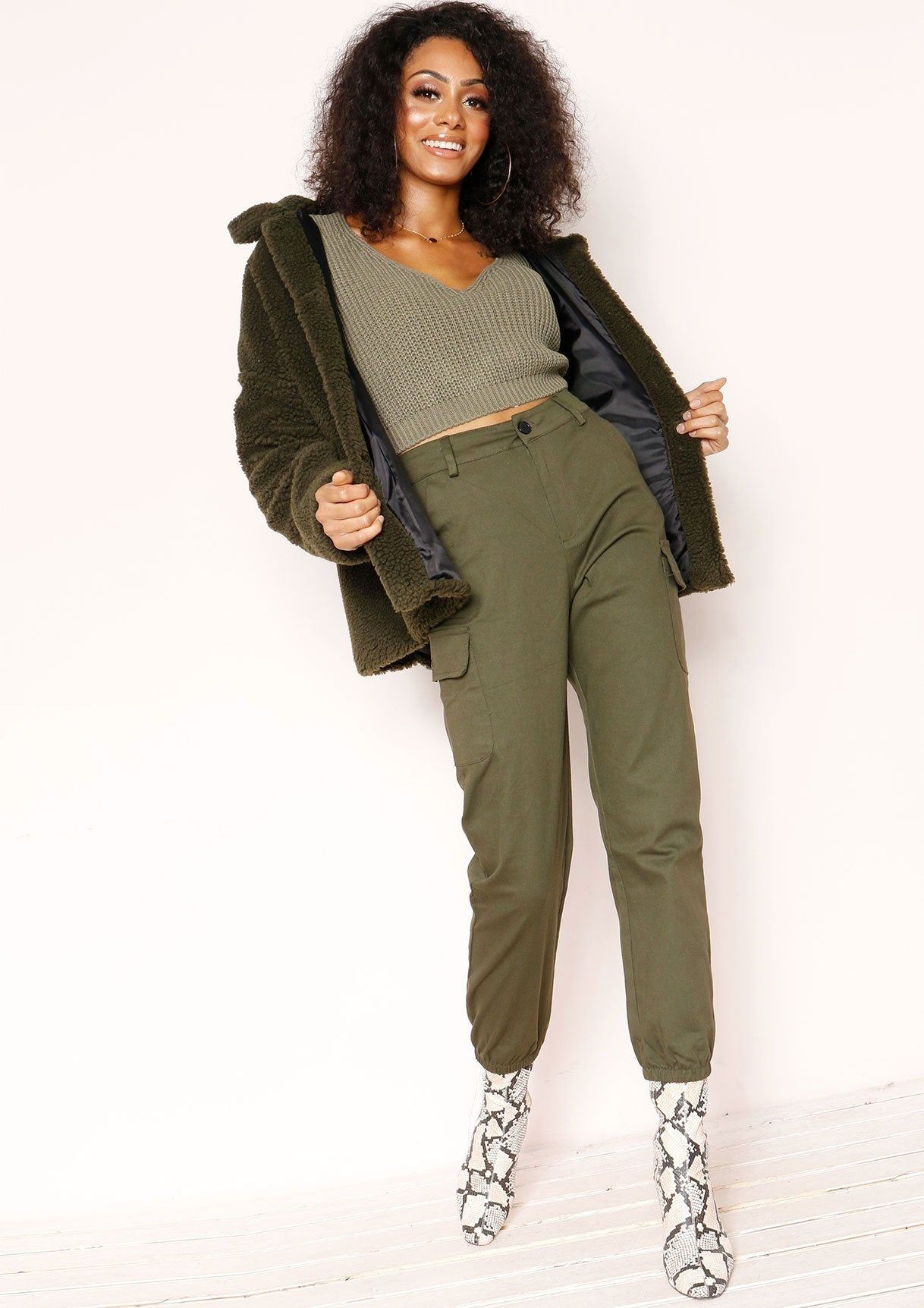 Kaye Khaki Knit Cropped Jumper sold by Missy Empire product image thumbnail 4