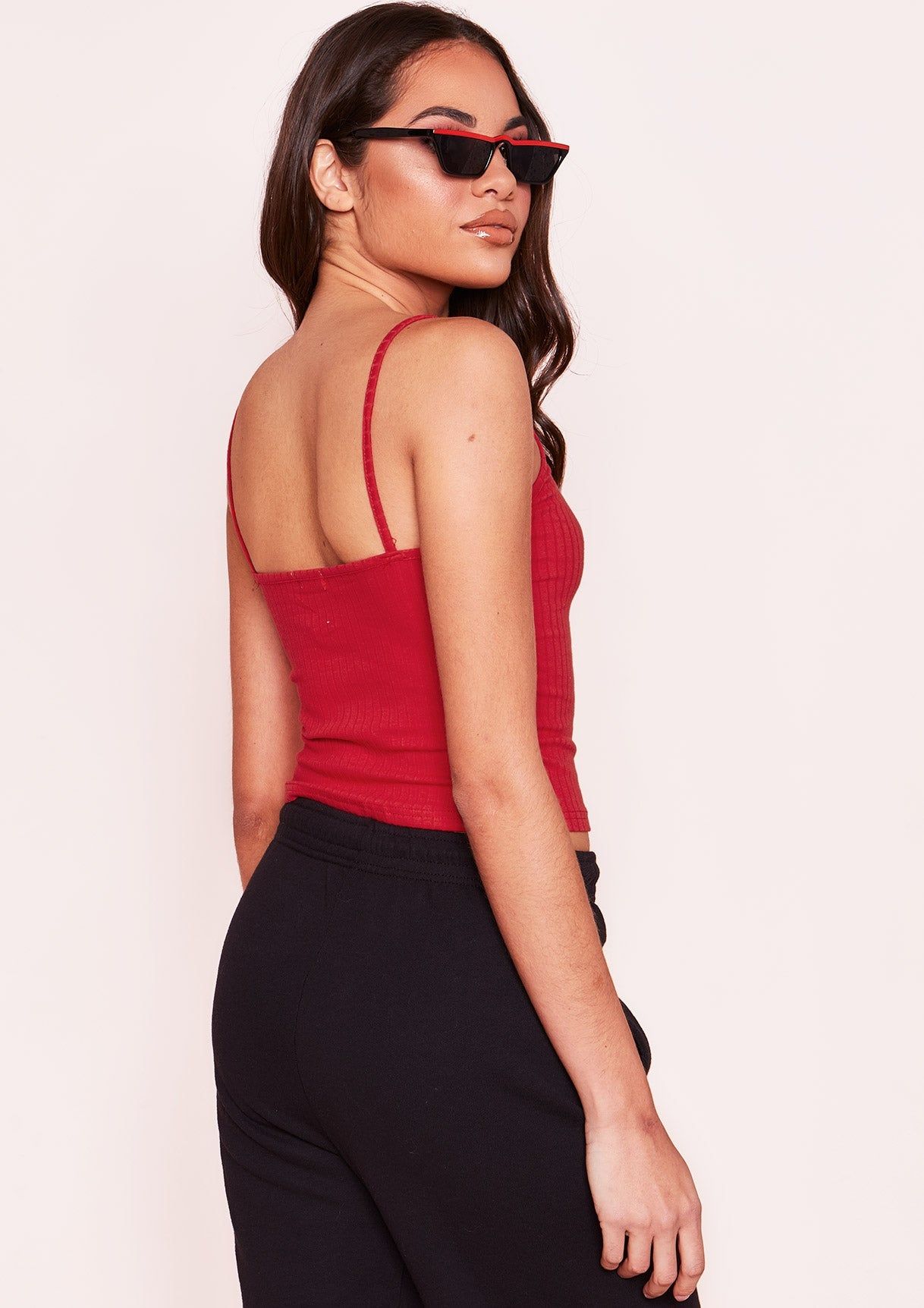 Ariel Red Ribbed Crop Top sold by Missy Empire product image thumbnail 3