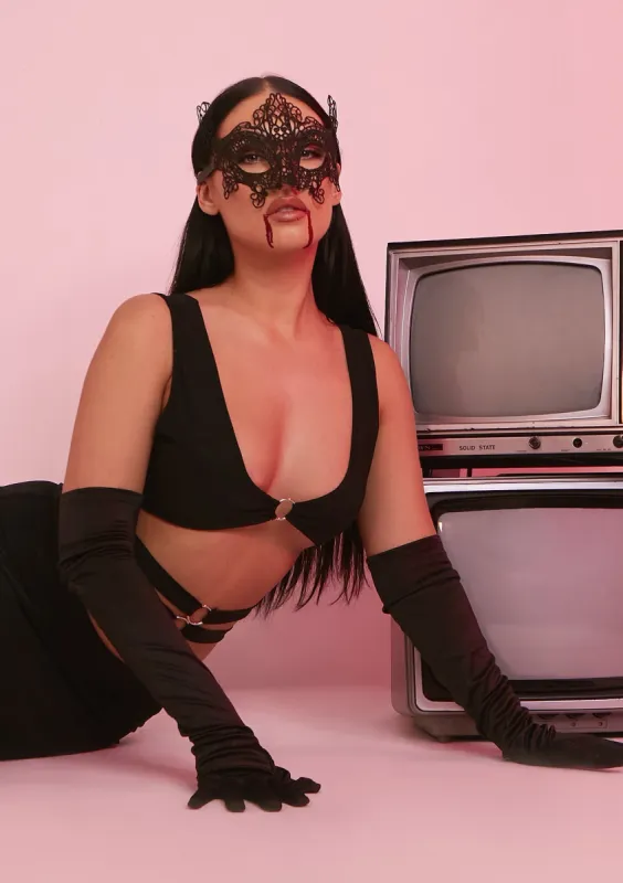 Elle Black Lace Costume Mask sold by Missy Empire