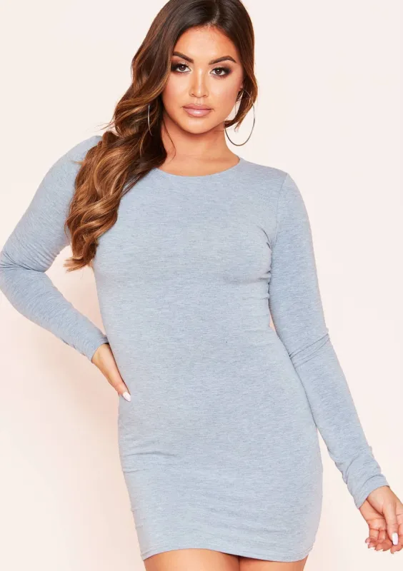 Lexi Grey Long Sleeve Basic Jersey Mini Dress sold by Missy Empire