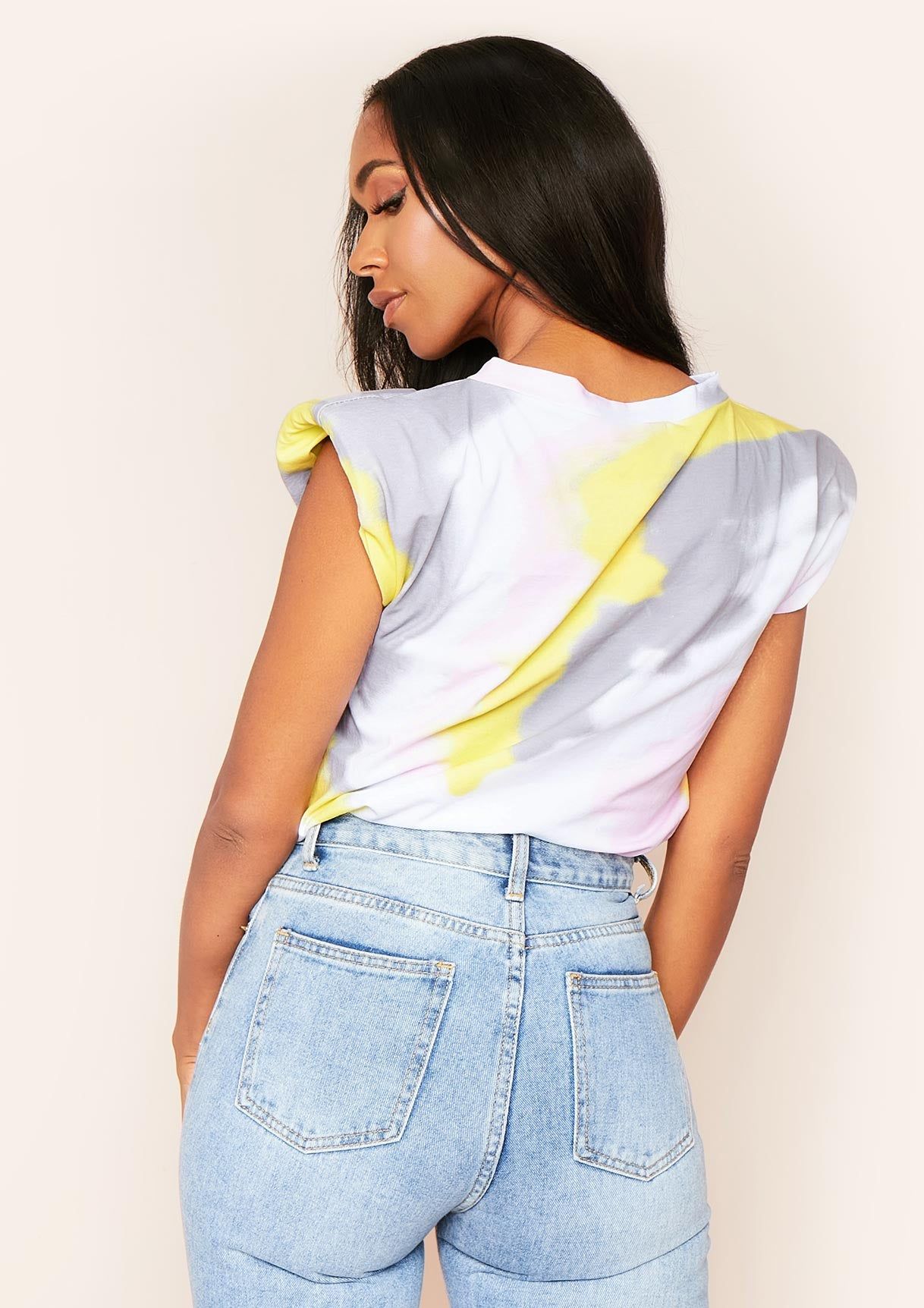 Eva Grey Padded Shoulder Tie Dye T-Shirt sold by Missy Empire product image thumbnail 4
