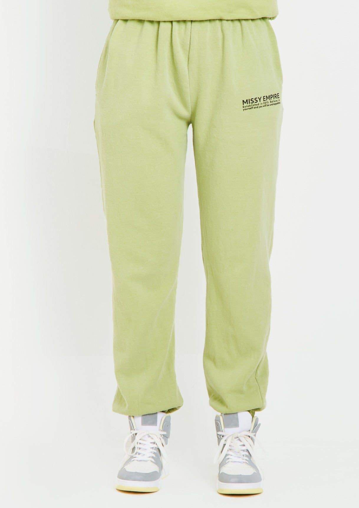 Imogen Lime Missy Empire Text Oversized Joggers sold by Missy Empire product image thumbnail 3