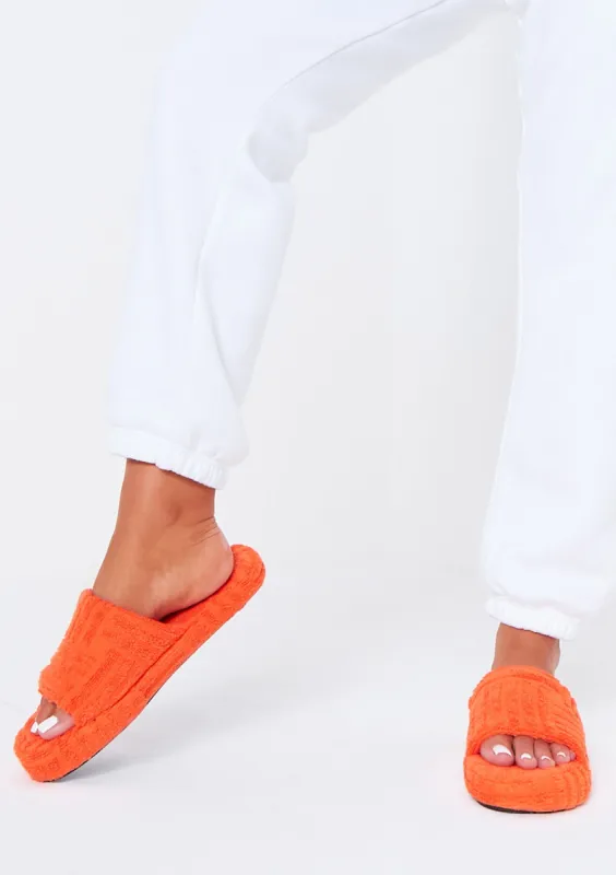 Rochelle Orange Terry Slides made by Missy Empire