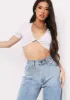 Maya Grey Slinky Twist Front Crop Top sold by Missy Empire