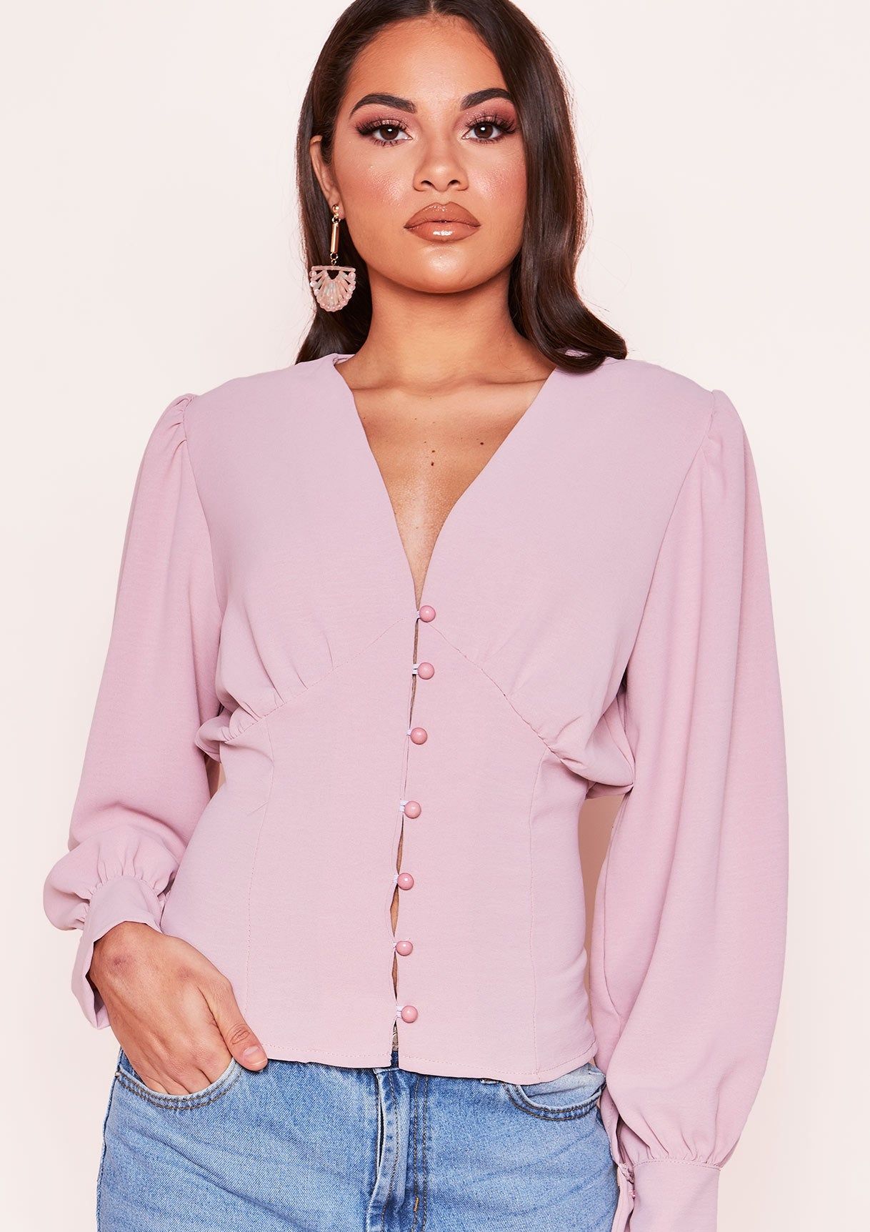 Maddie Pink Button Up Blouse sold by Missy Empire product image thumbnail 4