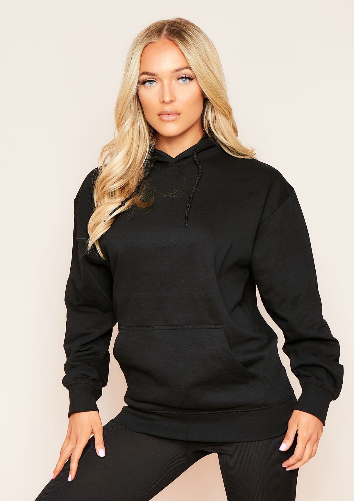 Karina Black Oversized Drawstring Hoodie sold by Missy Empire
