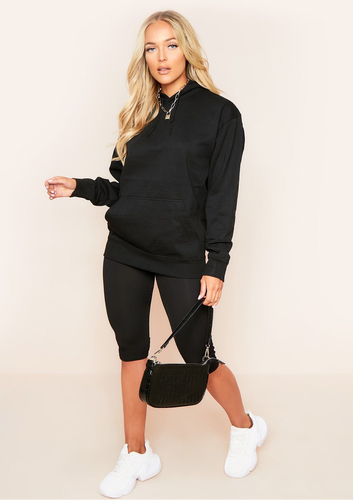 Karina Black Oversized Drawstring Hoodie sold by Missy Empire product image thumbnail 2