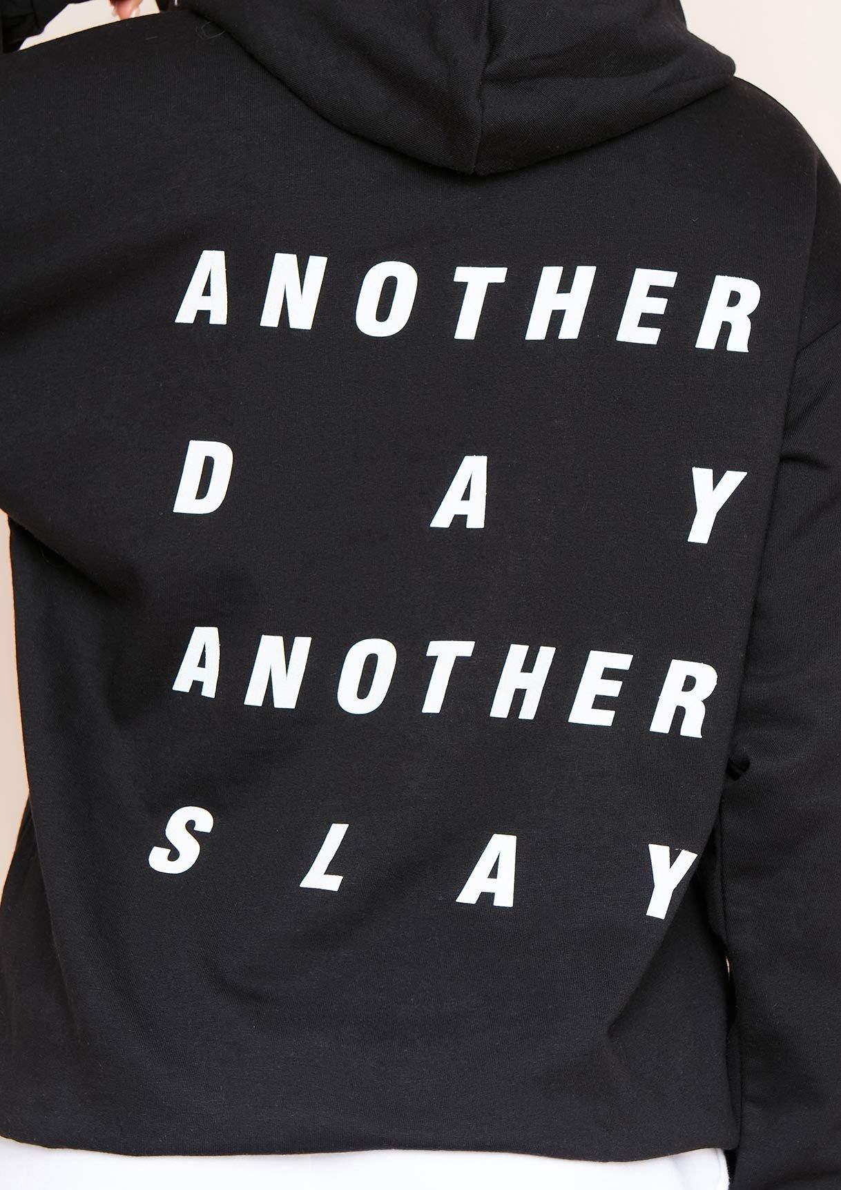 Mindy Black Another Day Another Slay Slogan Oversized Hoodie sold by Missy Empire product image thumbnail 3
