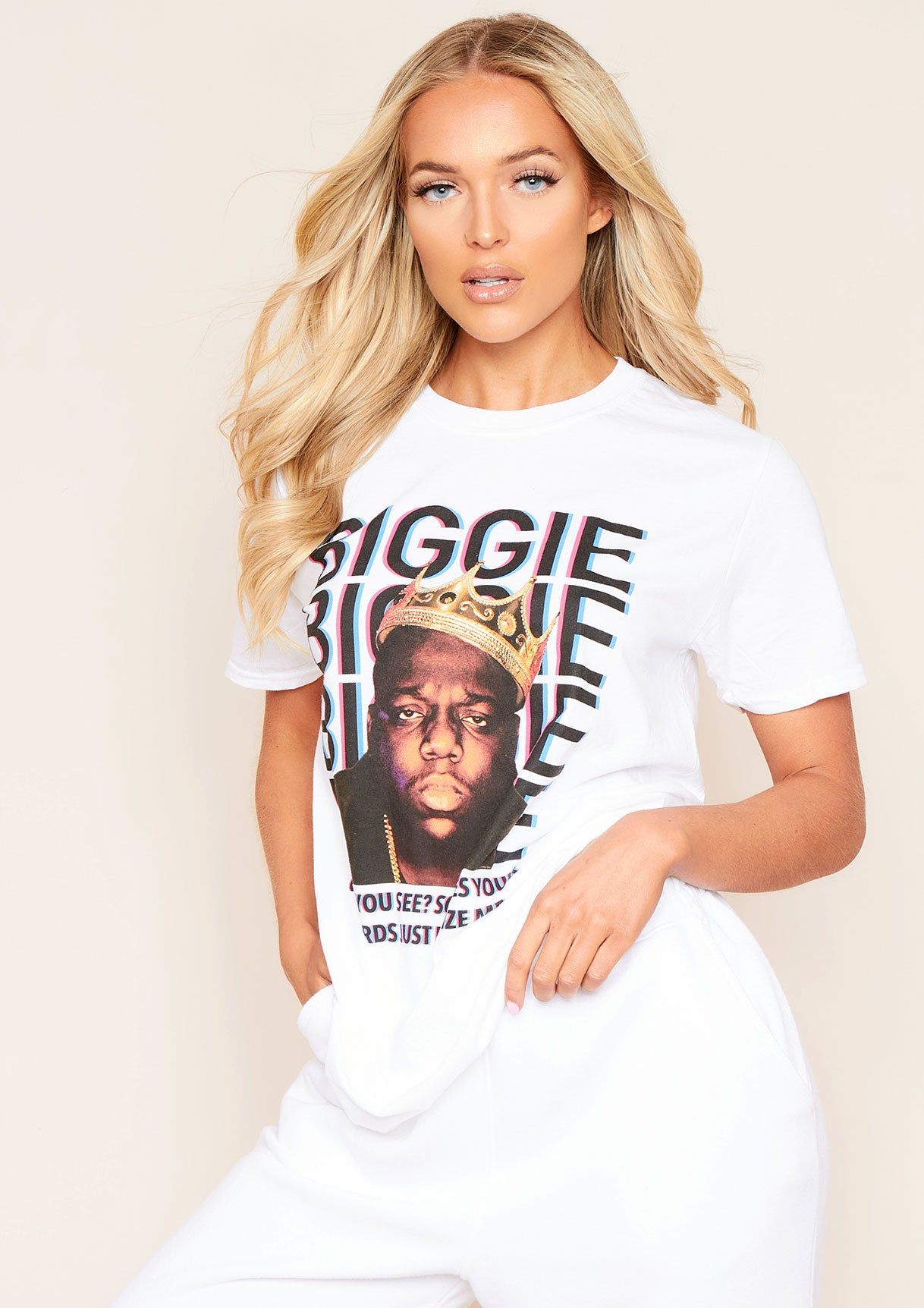 Donata White Biggie Smalls Slogan T-Shirt sold by Missy Empire