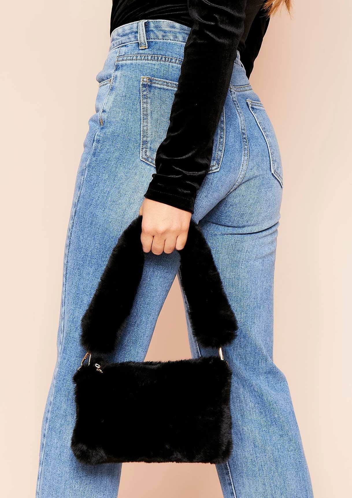 Fleta Black Faux Fur Shoulder Bag sold by Missy Empire product image thumbnail 2