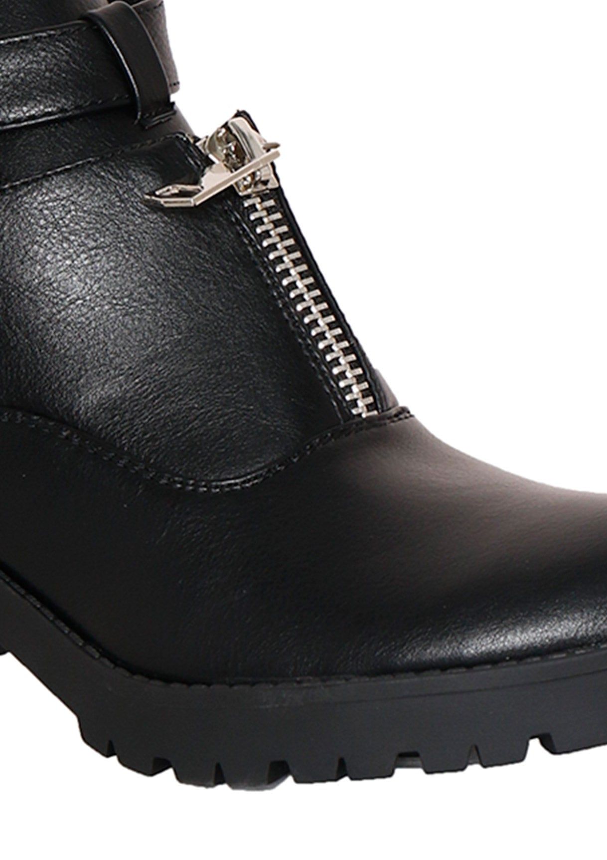 Aggie Black Faux Leather Zip Cut Out Boots sold by Missy Empire product image thumbnail 4