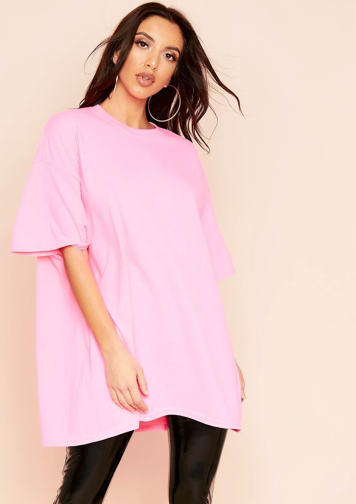 Amiya Neon Pink Missy Empire Oversized T-Shirt sold by Missy Empire product image thumbnail 3