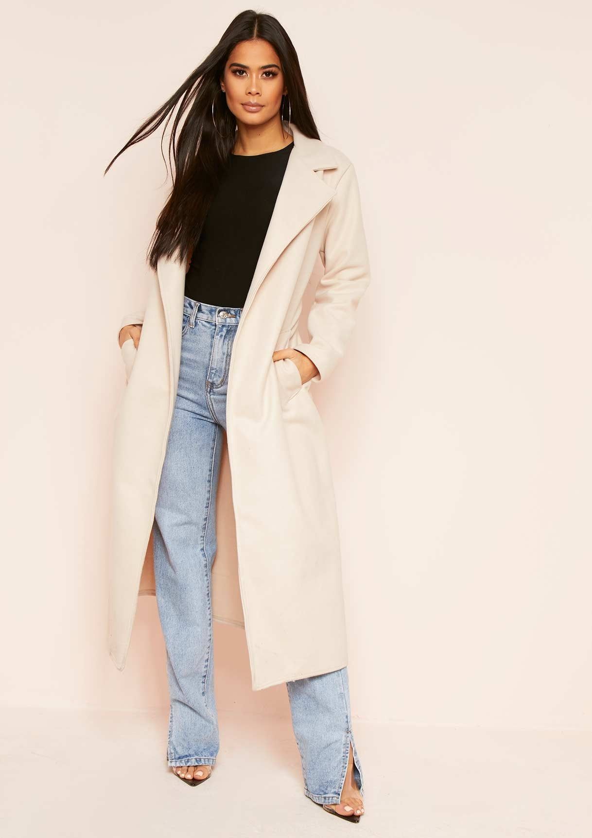 Layla Stone Long Belted Formal Coat sold by Missy Empire