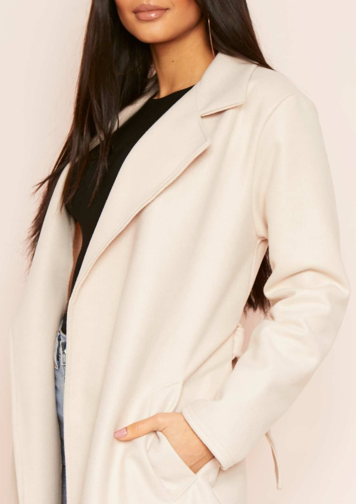 Layla Stone Long Belted Formal Coat sold by Missy Empire product image thumbnail 3