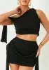 Elise Black Drape Detail Mesh Mini Skirt sold by Missy Empire