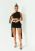 Elise Black Drape Detail Mesh Mini Skirt sold by Missy Empire