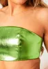 Farrah Green Metallic Bandeau Crop Top sold by Missy Empire