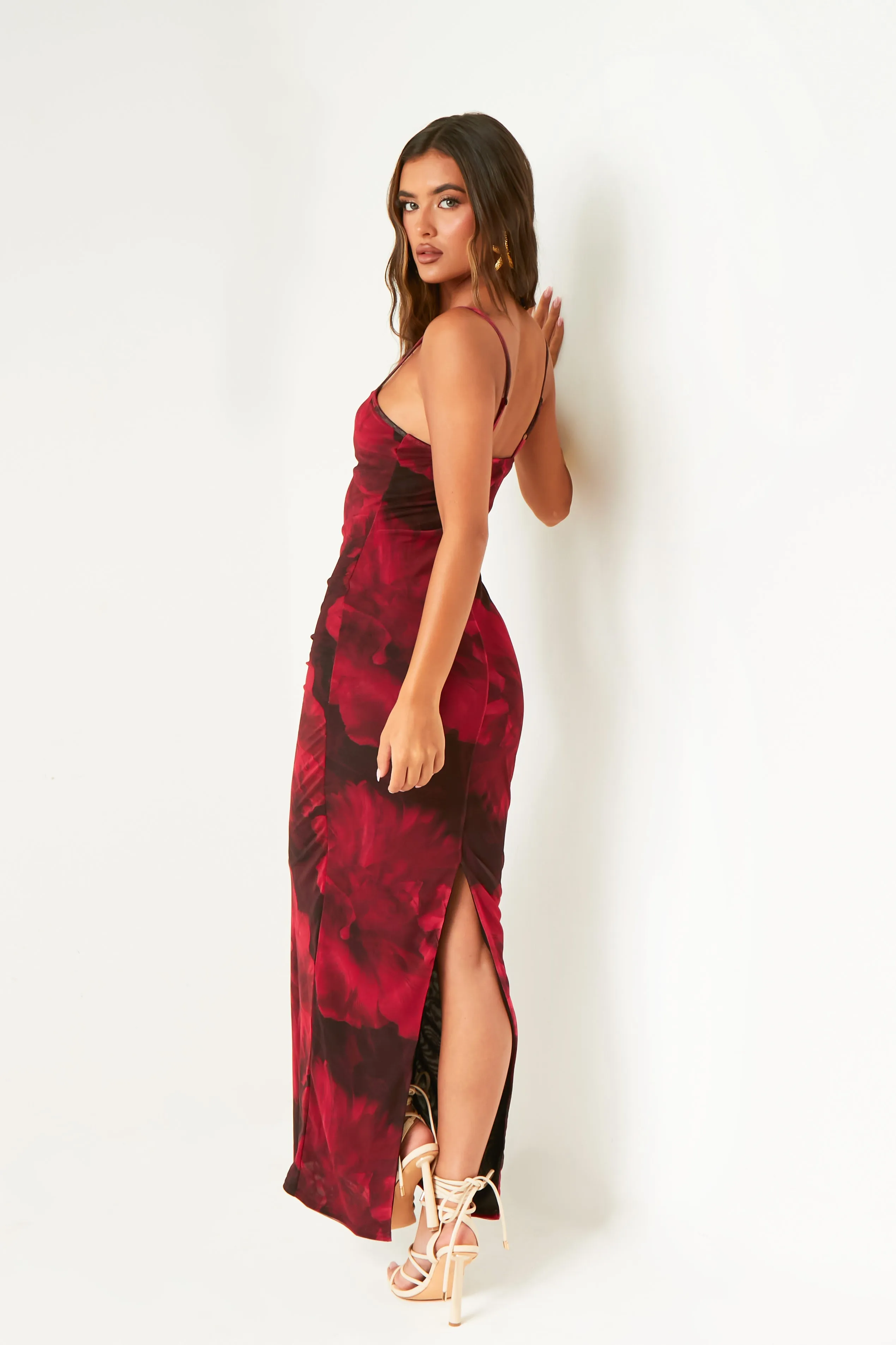 Nina Red Multi Colour Printed Maxi Dress sold by Missy Empire product image thumbnail 3
