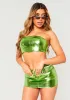 Farrah Green Metallic Bandeau Crop Top sold by Missy Empire