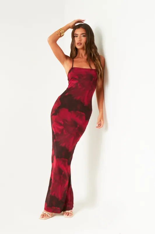 Nina Red Multi Colour Printed Maxi Dress sold by Missy Empire