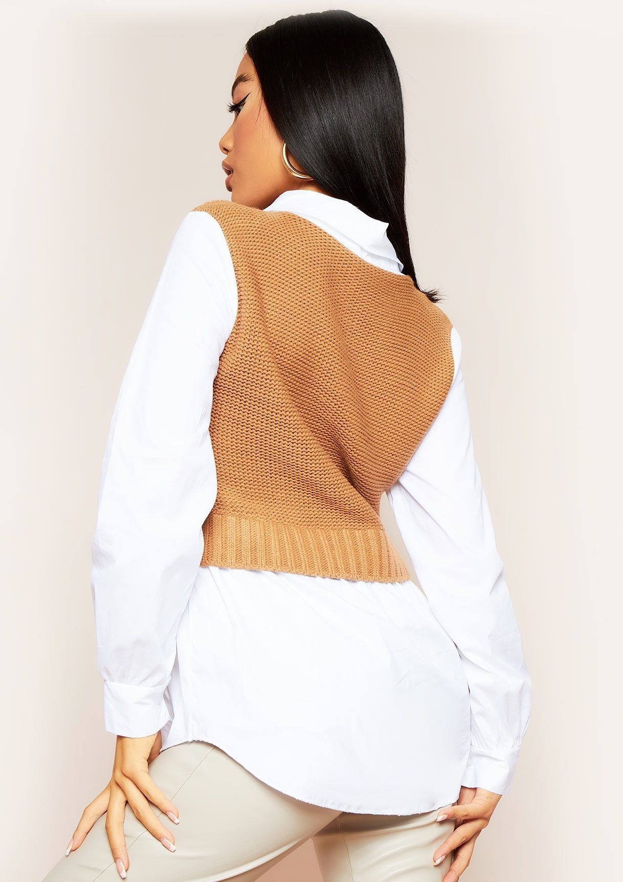Remi Rust Cable Knit Vest Shirt sold by Missy Empire product image thumbnail 4