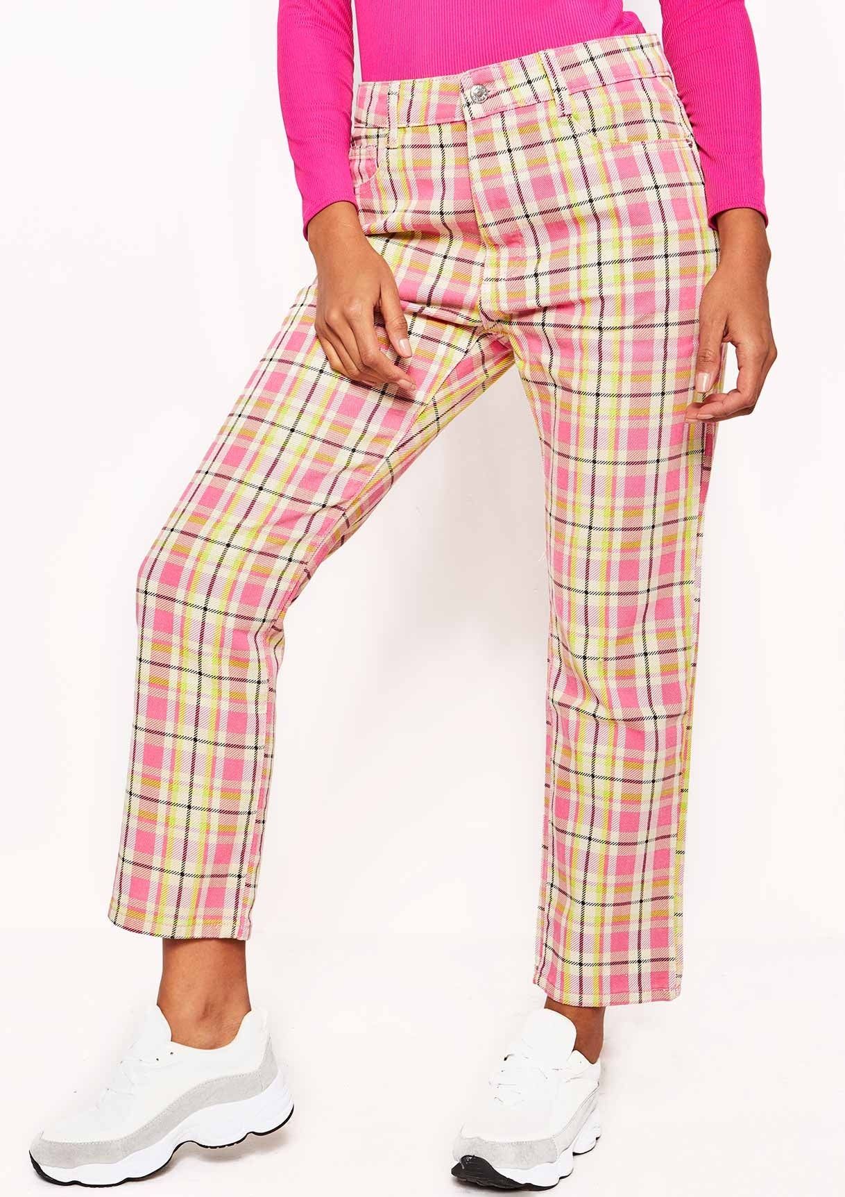Pink Check Print Denim Jeans sold by Missy Empire product image thumbnail 3
